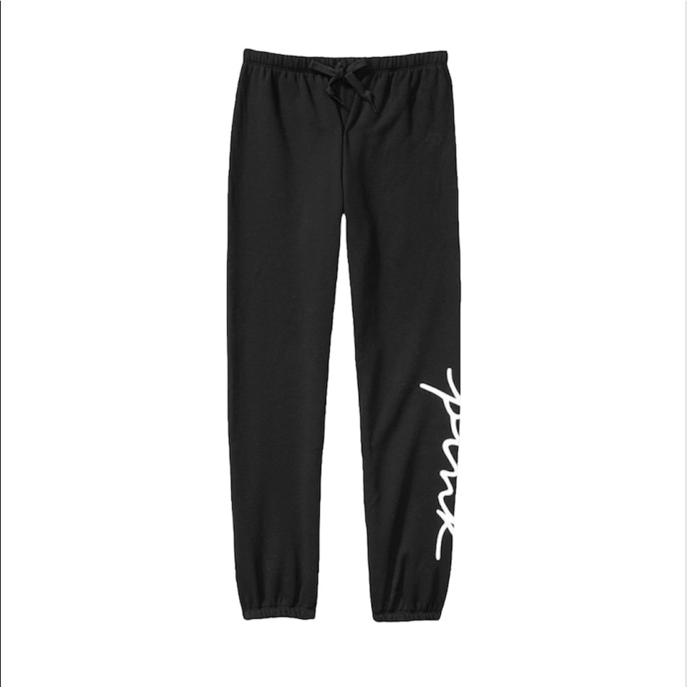 PINK Black Set. Full Zip with Hood Sweater and Pants with Logo Size XS New - Picture 3 of 4